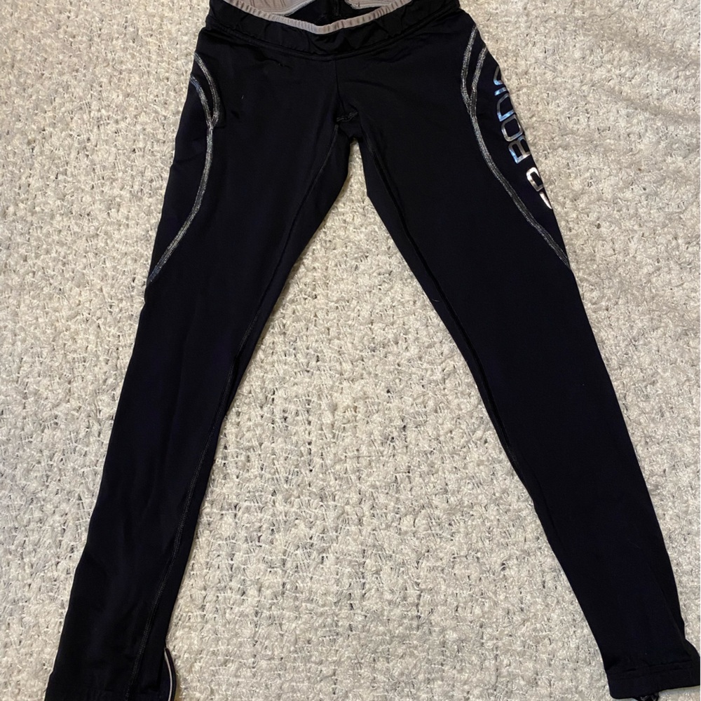 BETTER BODIES Black and Metallic Silver Athletic Leggings